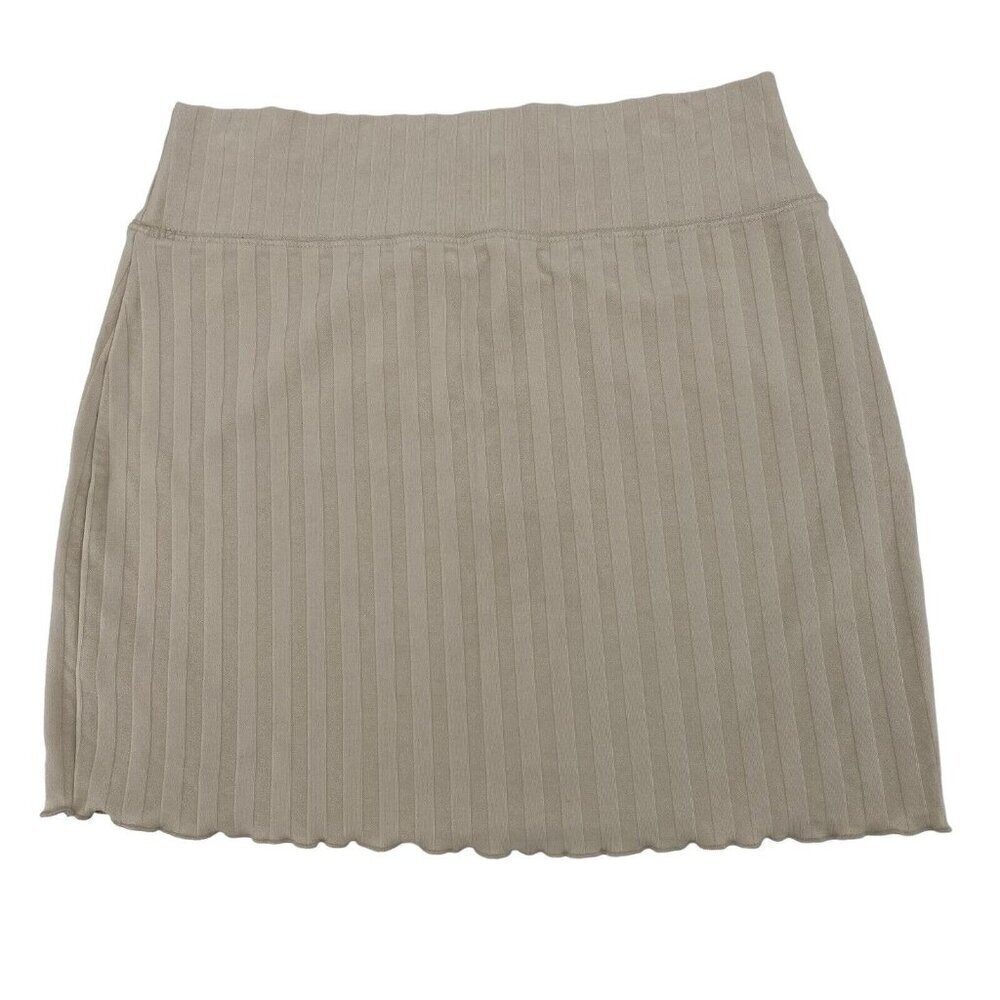 Aerie OG Groove Mini Skirt Size Medium Ribbed Stretch OFFLINE Beige